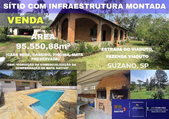 Sítio com infraestrutura em área de 95.550,88 m²